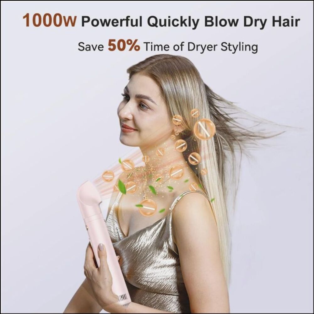 NIB -3 in 1 Rotating Hair Dryer Brush Spinning with Detachable Brush (2" & 1.5") - Picture 4 of 15